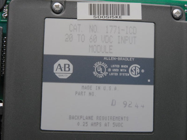 ALLEN BRADLEY 1771-ICD 20-60VDC 0.25A NSMP