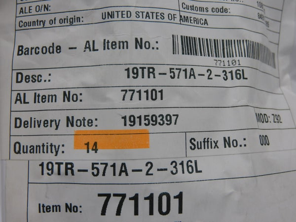 ALFA LAVAL 19TR-571A-2-316L NSMP