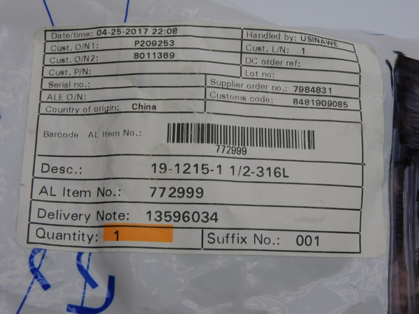 ALFA LAVAL 19-1215-1-1/2-316L 772999 NSMP