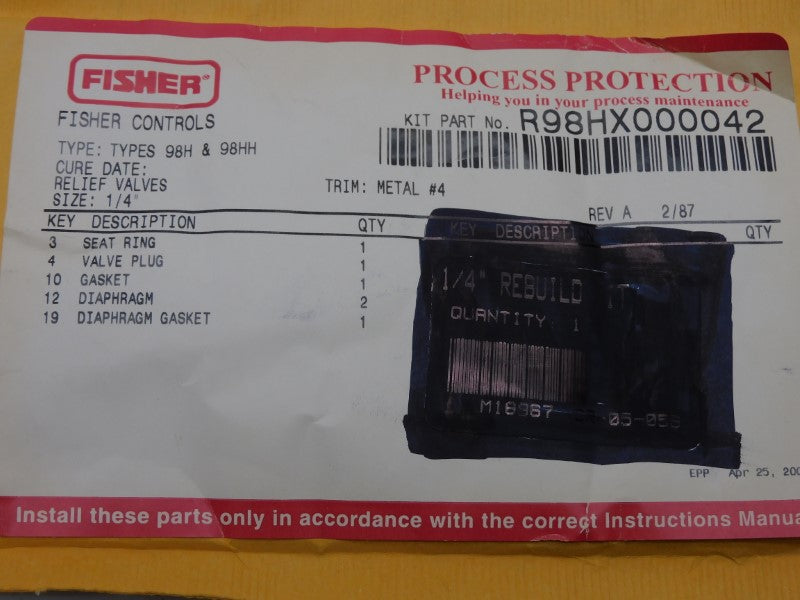 FISHER R98HX000042 REV. A NSMP