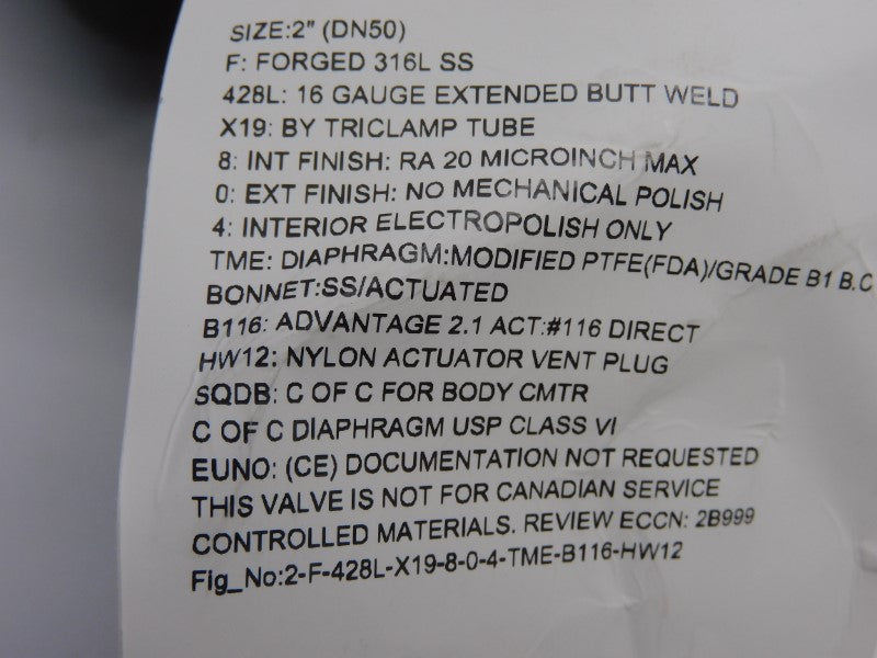 ITT 2-F-428L-X19-8-0-4-TME-B116-HW12 2" NSNP