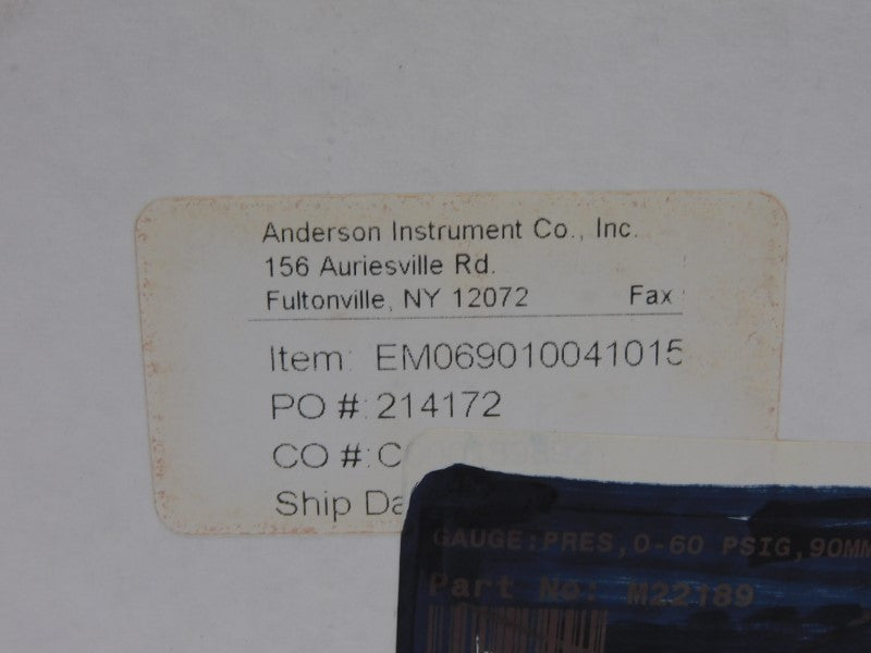 ANDERSON INSTRUMENT EM069010041015A0000 60PSI NSMP