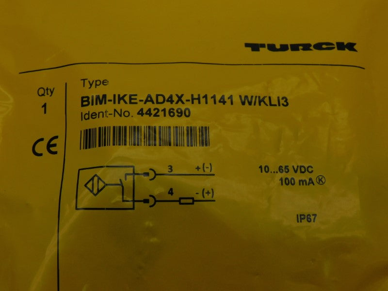 TURCK BIM-IKE-AD4X-H1141 W/KLI3 4421690 10-65VDC NSMP