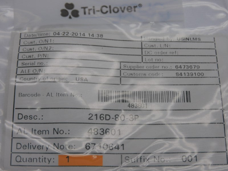 ALFA LAVAL 216D-80-3P 483601 NSMP