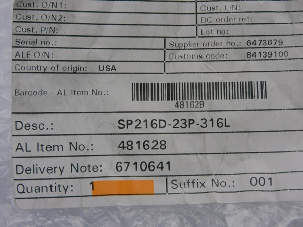 ALFA LAVAL SP216D-23P-316L NSMP