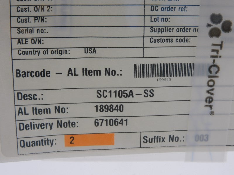 ALFA LAVAL SC1105A-SS 189840 (PKG OF 2) NSMP