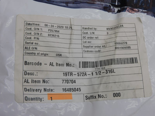 ALFA LAVAL 19TR-572A-1-1/2-316L 770704 NSMP