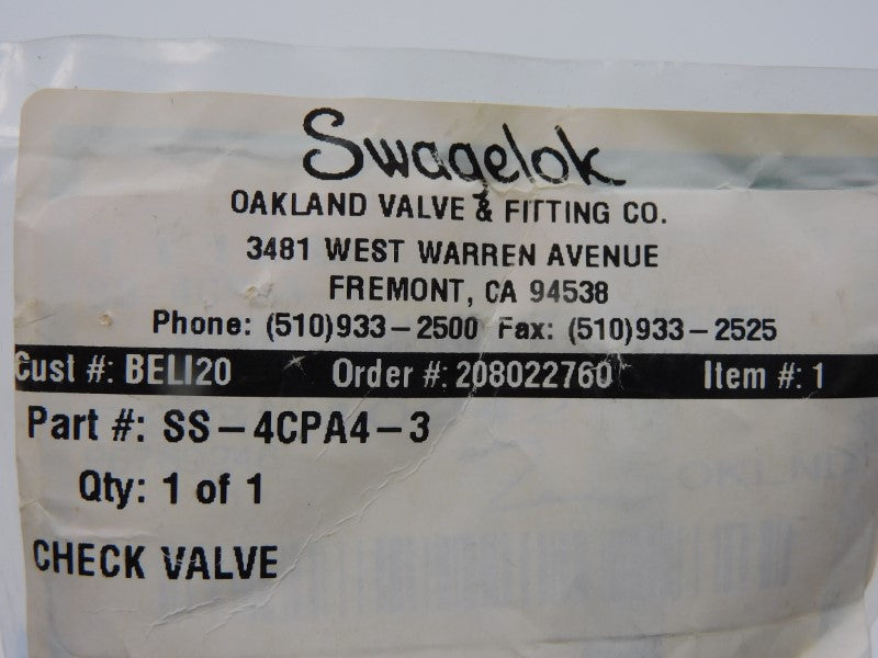 SWAGELOK SS-4CPA4-3 NSMP