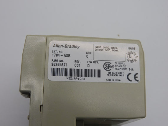 ALLEN BRADLEY 1794-ASB SER. C F/W D REV. C01 24VDC (NO TERMINAL) UNMP