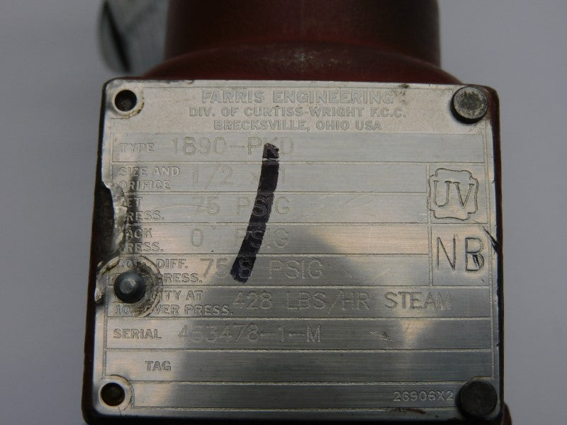 FARRIS ENGINEERING 1890-PKD 75PSI 1/2"X1" UNMP