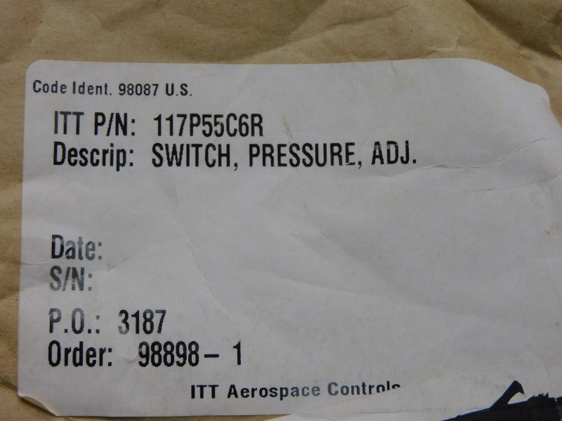 ITT 117P55C6R 125/250VAC 11A 50-250PSI NSMP