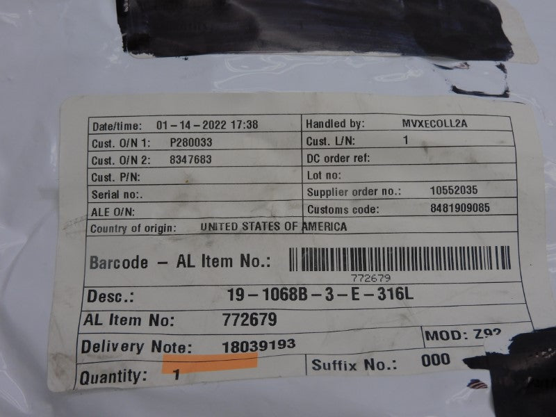 ALFA LAVAL 19-1068B-3-E-316L 772679 NSMP
