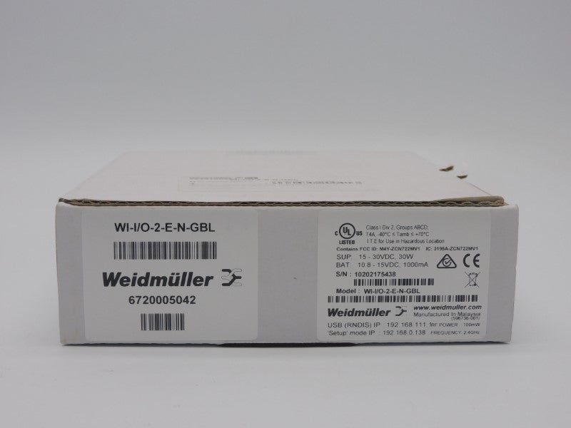 WEIDMULLER WI-I/O-2-E-N-GBL 6720005042 15-30VDC NSFS