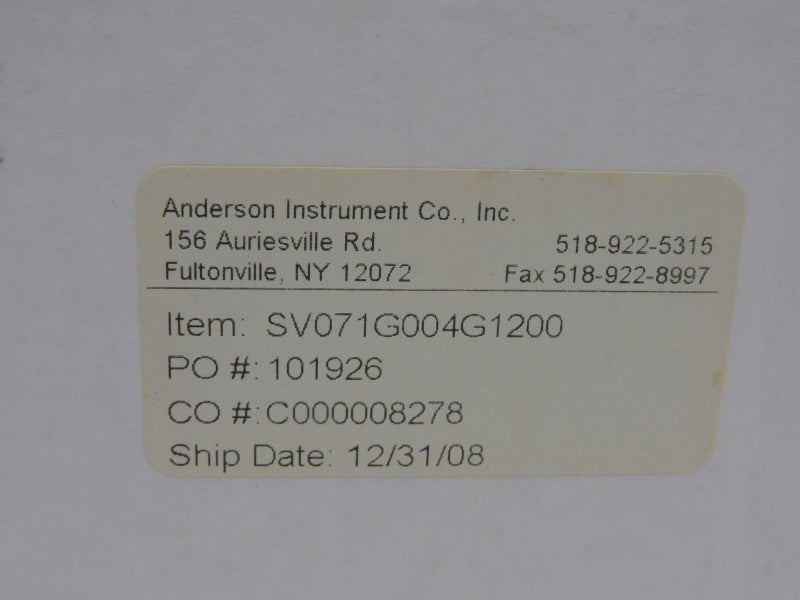 ANDERSON INSTRUMENT SV071G004G1200 40VDC 0-100PSI NSMP
