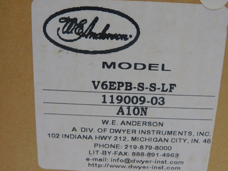 W.E. ANDERSON V6EPB-S-S-LF 125/250VAC 5A NSMP