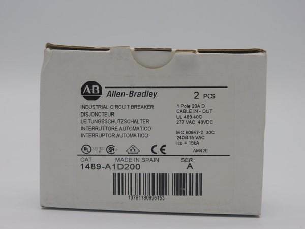 ALLEN BRADLEY 1489-A1D200 SER. A 277VAC 20A (PKG OF 2) (WH) NSMP