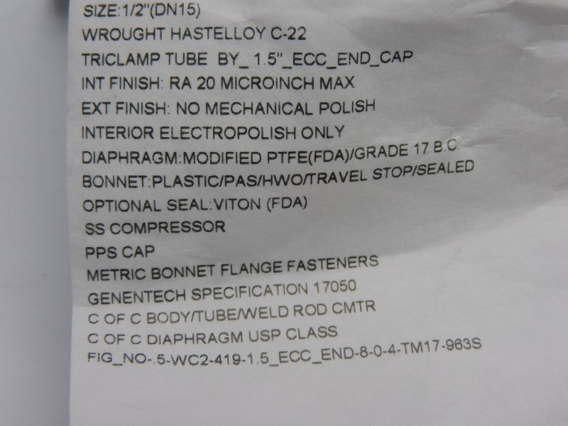 ITT .5-WC2-419-1.5-ECC-END-8-0-4-TM17-963S 1/2" NSNP