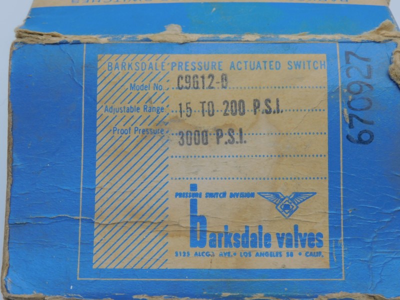 BARKSDALE C9612-0 460V 25A 15-200PSI NSMP