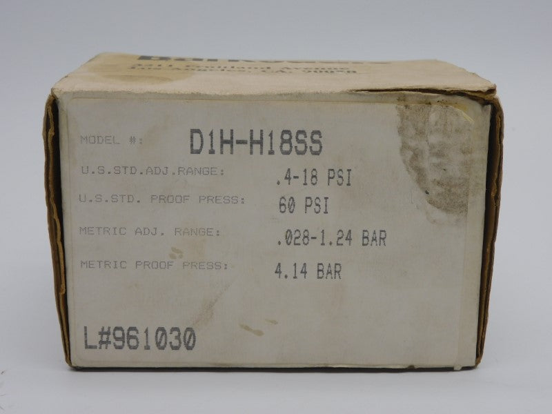 BARKSDALE D1H-H18SS 480V 10A .4-18PSI NSMP