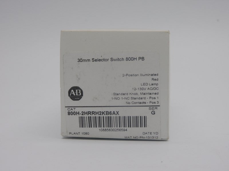 ALLEN BRADLEY 800H-2HRRH2KB6AX SER. G 12-130VAC/DC (WH) NSMP