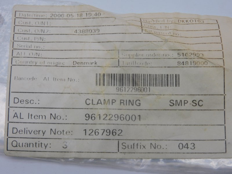 ALFA LAVAL 9612296001 (PKG OF 3) NSMP