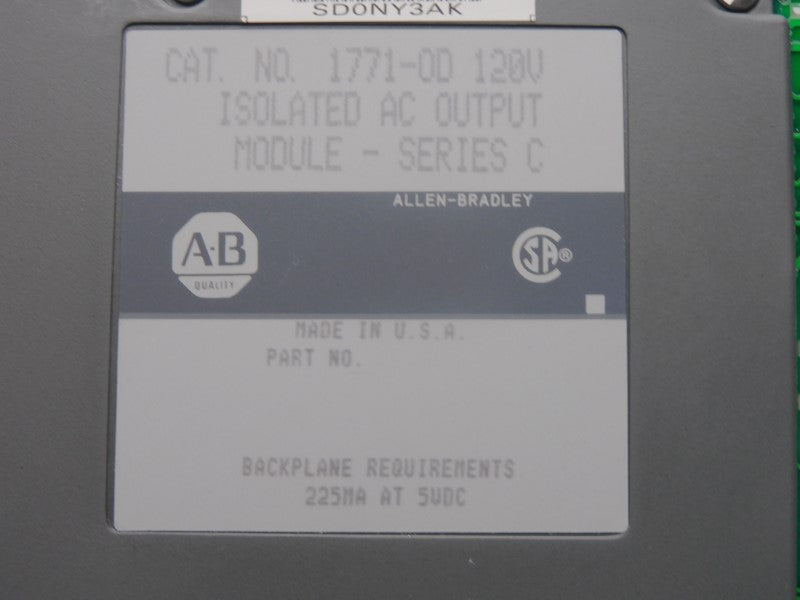 ALLEN BRADLEY 1771-OD SER. C 120V NSMP