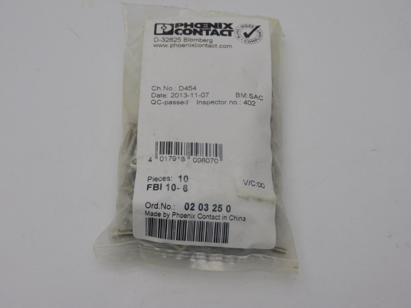 PHOENIX CONTACT FBI10-6 0203250 (PKG OF 10) NSMP