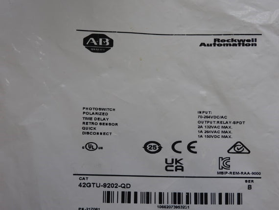 ALLEN BRADLEY 42GTU-9202-QD SER. B 70-264VDC/AC 2A NSMP