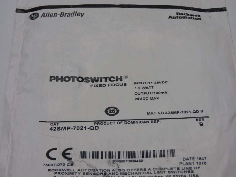ALLEN BRADLEY 42SMP-7021-QD SER. B 11-28VDC NSMP
