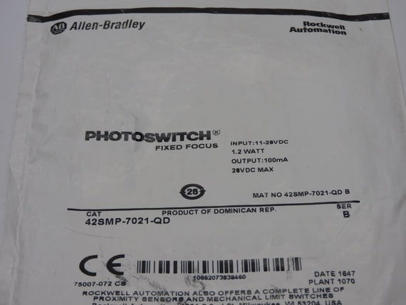 ALLEN BRADLEY 42SMP-7021-QD SER. B 11-28VDC NSMP