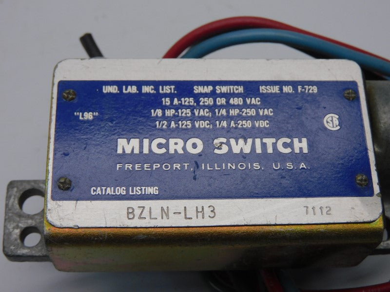 MICRO SWITCH BZLN-LH3 480VAC 15A UNMP