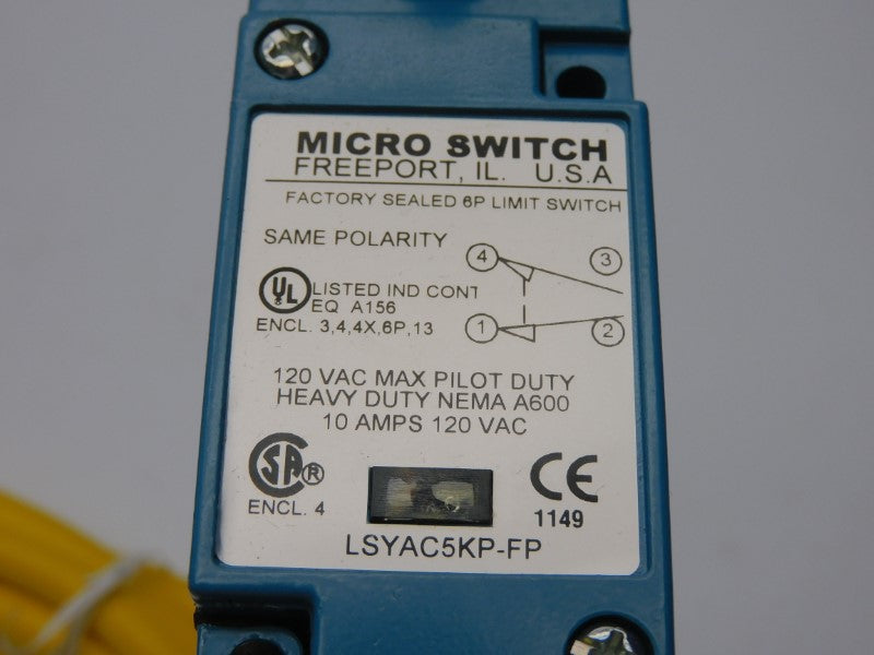 MICRO SWITCH LSYAC5KP-FP 120VAC 10A NSMP