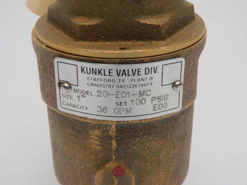 KUNKLE 20-E01-MC 100PSI 1" NSMP