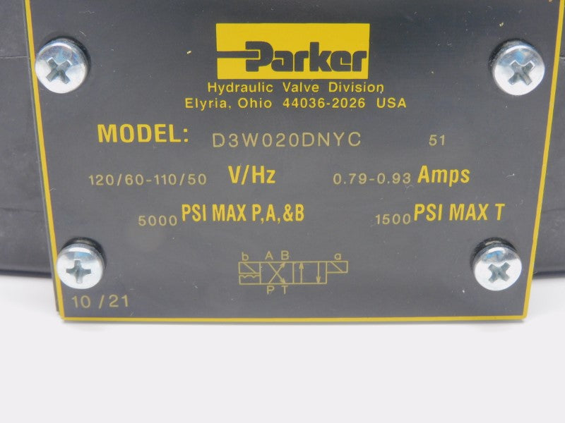 PARKER D3W020DNYC 110/120V 0.79-0.93A 5000PSI NSMP