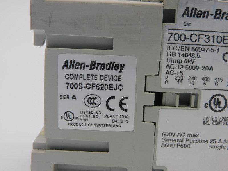 ALLEN BRADLEY 700S-CF620EJC SER. A 24VDC 25A UNMP