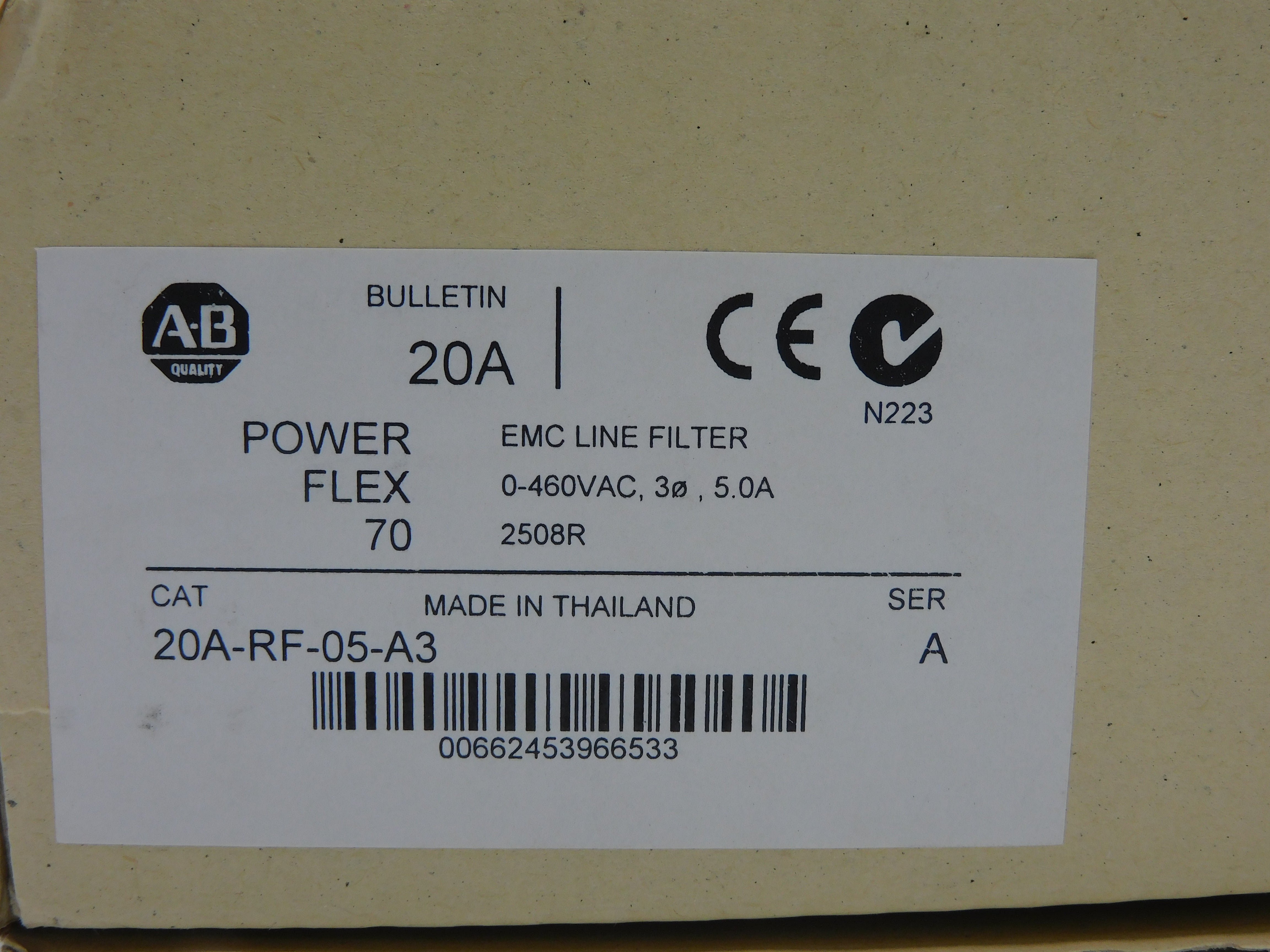 ALLEN BRADLEY 20A-RF-05-A3 SER. A 0-460VAC 5A (WH) NSMP