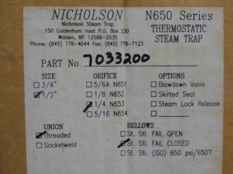 NICHOLSON 7033200 N653-FC 500PSI 1/2" NSMP