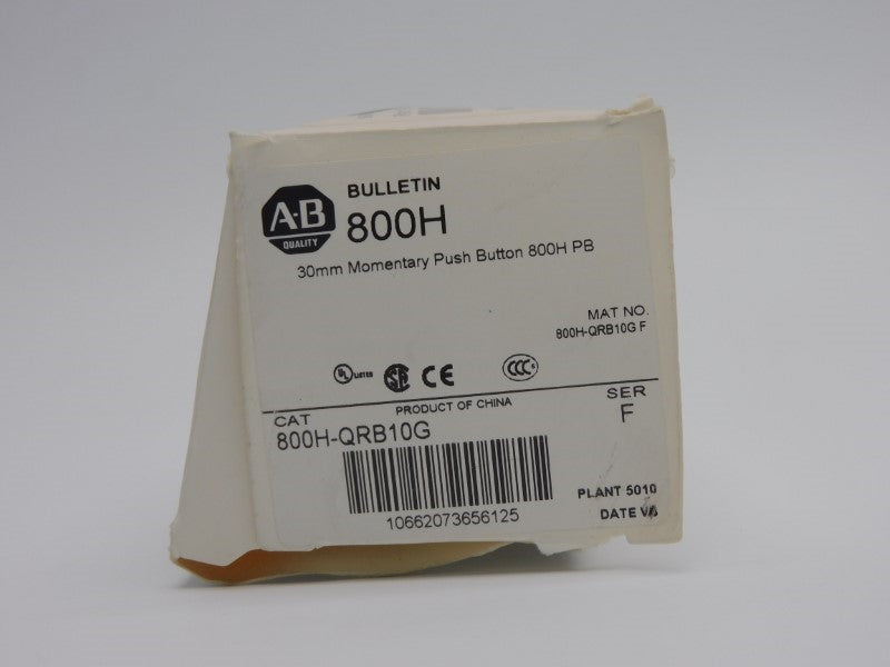ALLEN BRADLEY 800H-QRB10G SER. F 120VAC/DC (WH) (NO CAP) NSMP