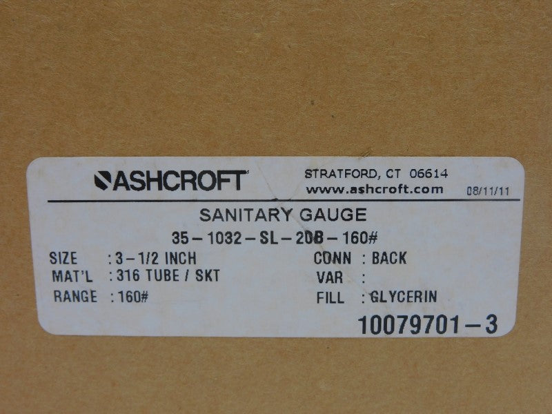 ASHCROFT 35-1032-SL-20B-160# 160PSI NSMP