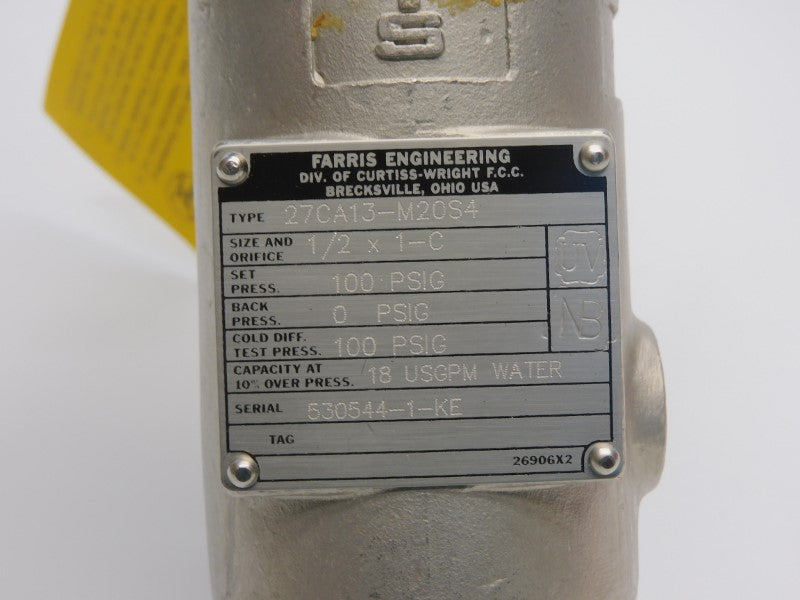 FARRIS ENGINEERING 27CA13-M20S4 100PSI  1/2"X1" NSNP
