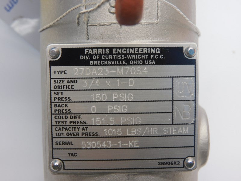 FARRIS ENGINEERING 27DA23-M70S4 150PSI 3/4"X1" NSNP