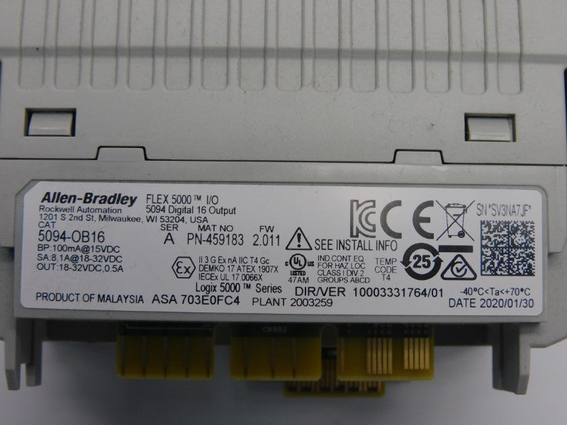 ALLEN BRADLEY 5094-OB16 SER. A F/W 2.011 VER. 01 18-32VDC 8.1A NSNP