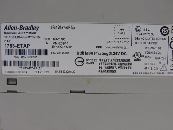 ALLEN BRADLEY 1783-ETAP SER. A F/W 2.002 24VDC NSNP