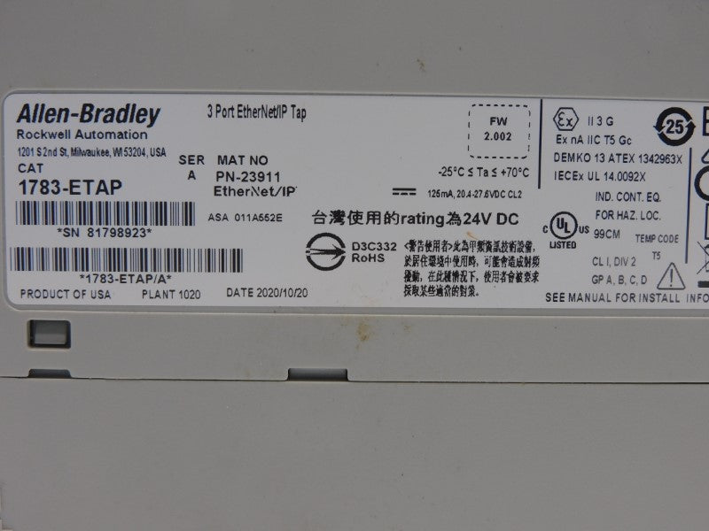 ALLEN BRADLEY 1783-ETAP SER. A F/W 2.002 24VDC NSNP