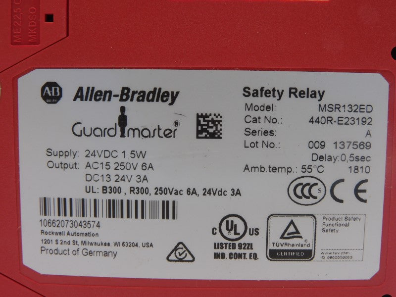 ALLEN BRADLEY 440R-E23192 MSR132ED SER. A 250V 6A 0.5S (WH) NSMP