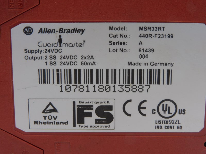 ALLEN BRADLEY 440R-F23199 MSR33RT SER. A 24VDC UNMP