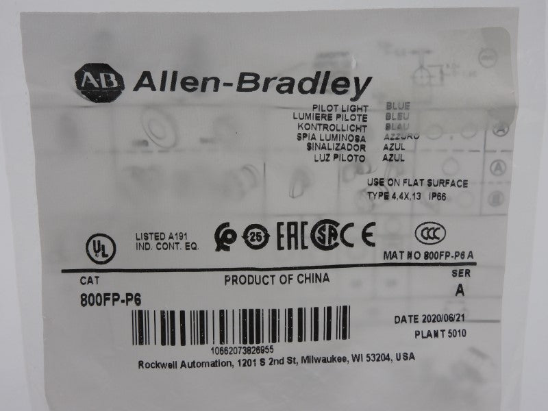 ALLEN BRADLEY 800FP-P6 SER. A NSMP