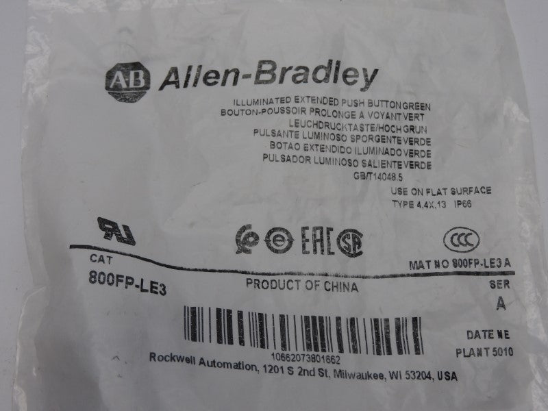 ALLEN BRADLEY 800FP-LE3 SER. A NSMP