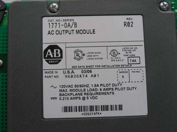 ALLEN BRADLEY 1771-OA SER. B REV. R02 120VAC 6A NSMP