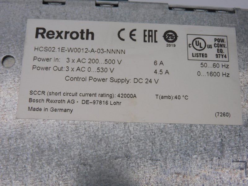 REXROTH HCS02.1E-W0012-A-03-NNNN R911298371 0-530V 6A NSMP